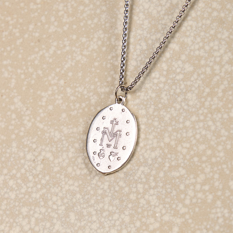 FREE Today: Classic Style Crafted Holy Miraculous Medal Enamel Relief Pendant Necklace