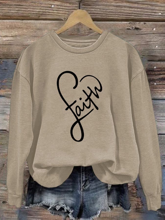 Christianartworkshop Women's Faith Round Neck Casual Sweatshirt