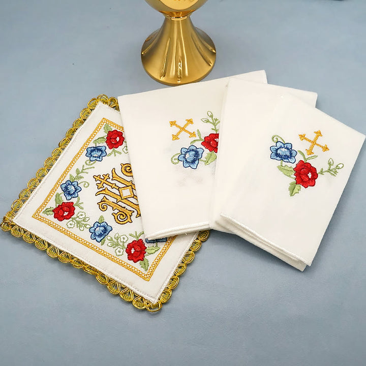 Christianartworkshop Classic Style Sacred IHS Floral Devotion Altar Linen Set