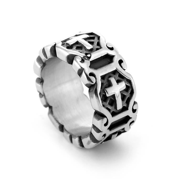 Christianartworkshop Modern Style Sacred Cross Elegant Pattern Ring