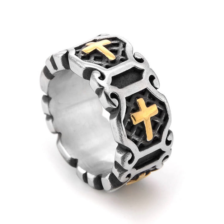 Christianartworkshop Modern Style Sacred Cross Elegant Pattern Ring - Gold - US 13 - image 0