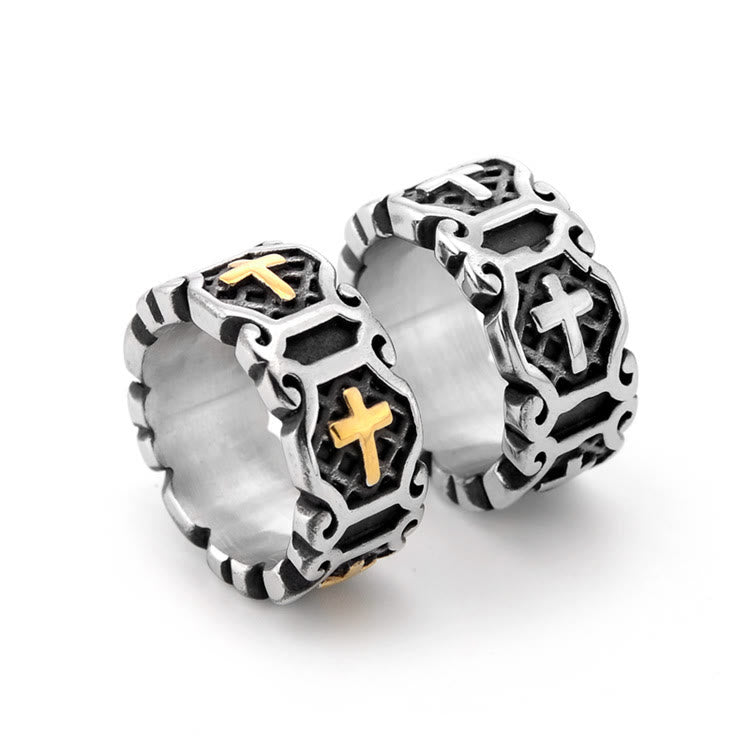 Christianartworkshop Modern Style Sacred Cross Elegant Pattern Ring