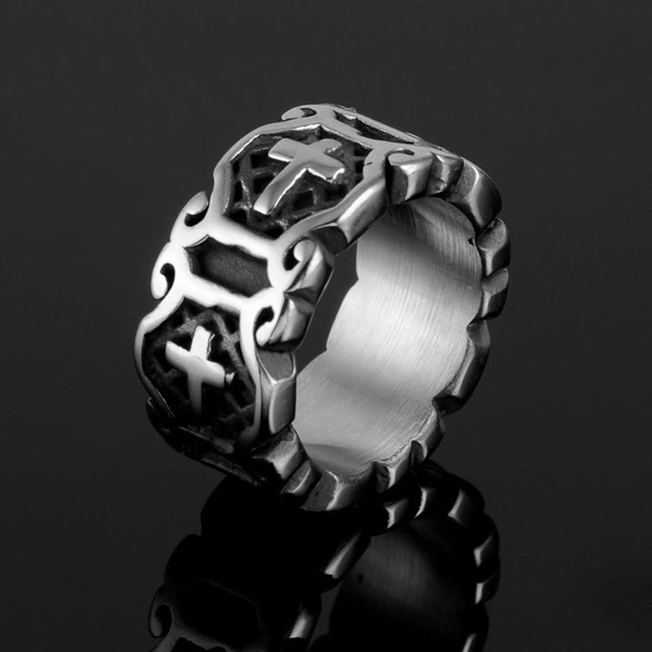 Christianartworkshop Modern Style Sacred Cross Elegant Pattern Ring