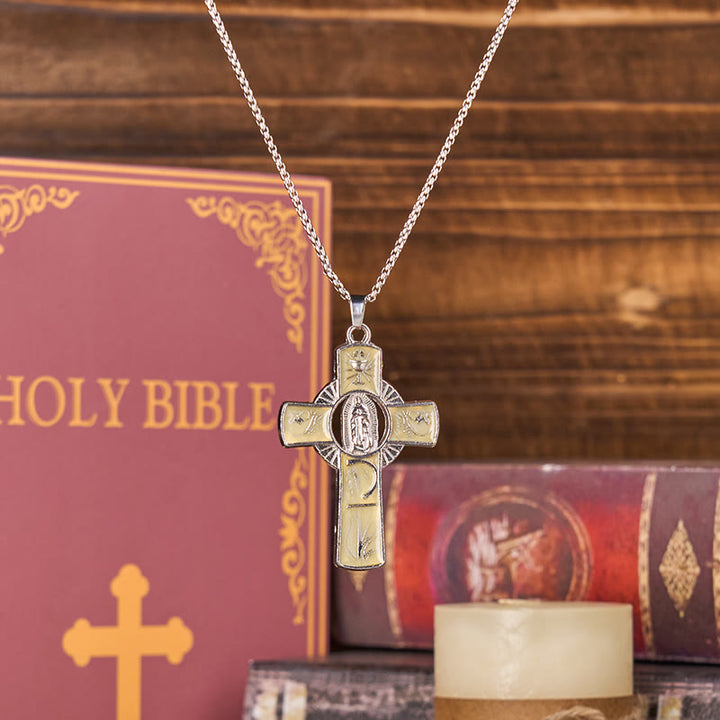 Christianartworkshop 6 Color Virgin Mary  Our Lady of Guadalupe Faith Cross Pendant Necklace
