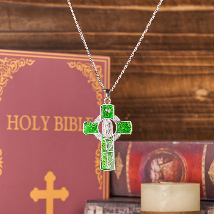 Christianartworkshop 6 Color Virgin Mary  Our Lady of Guadalupe Faith Cross Pendant Necklace