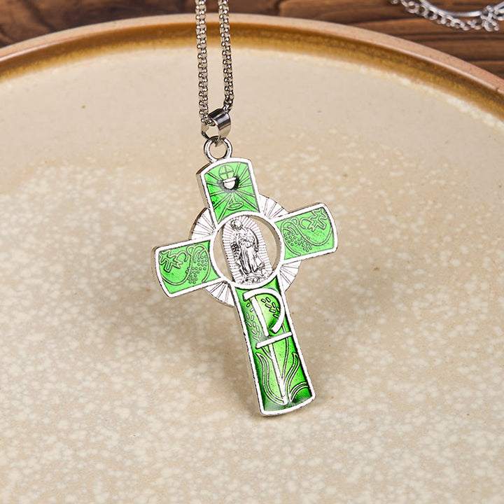 Christianartworkshop 6 Color Virgin Mary  Our Lady of Guadalupe Faith Cross Pendant Necklace