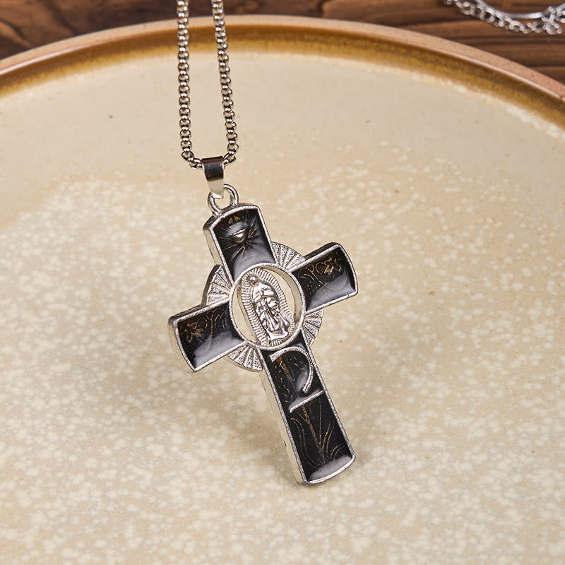 Christianartworkshop 6 Color Virgin Mary  Our Lady of Guadalupe Faith Cross Pendant Necklace