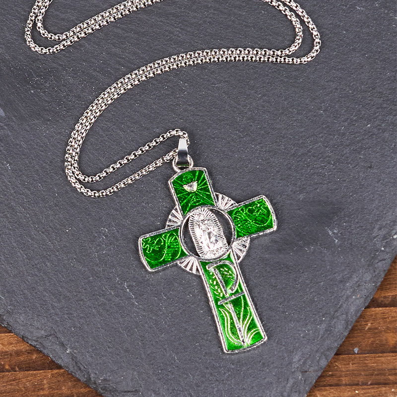 Christianartworkshop 6 Color Virgin Mary  Our Lady of Guadalupe Faith Cross Pendant Necklace