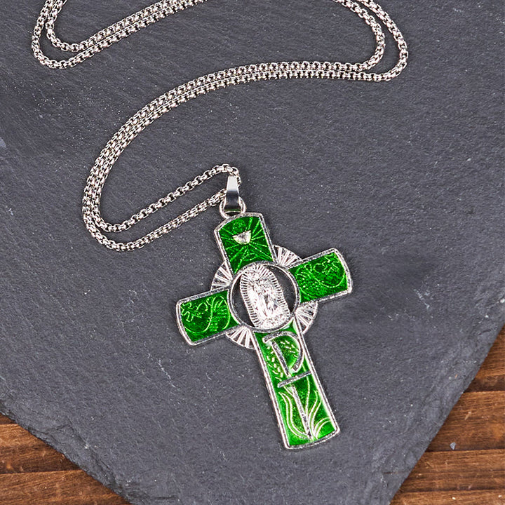 Christianartworkshop 6 Color Virgin Mary  Our Lady of Guadalupe Faith Cross Pendant Necklace