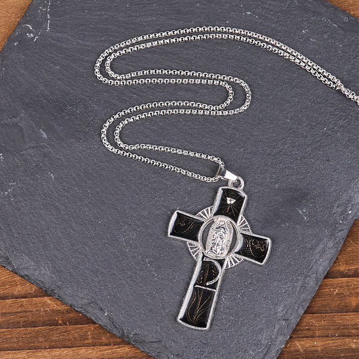 Christianartworkshop 6 Color Virgin Mary  Our Lady of Guadalupe Faith Cross Pendant Necklace