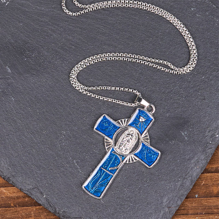 Christianartworkshop 6 Color Virgin Mary  Our Lady of Guadalupe Faith Cross Pendant Necklace