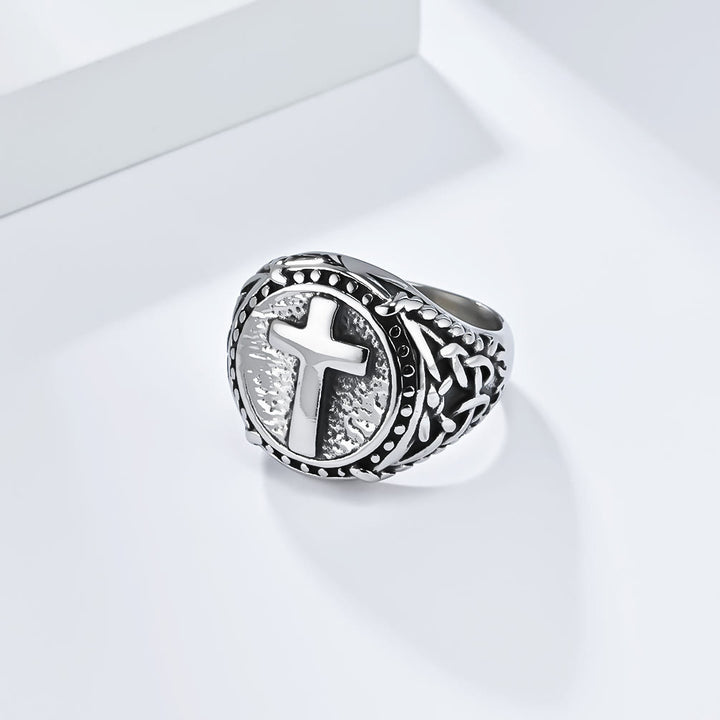 Christianartworkshop Minimalist Style Cross Divine Faith Heavy Duty Ring