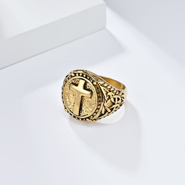 Christianartworkshop Minimalist Style Cross Divine Faith Heavy Duty Ring