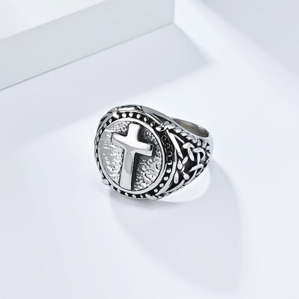 Christianartworkshop Minimalist Style Cross Divine Faith Heavy Duty Ring - image 5