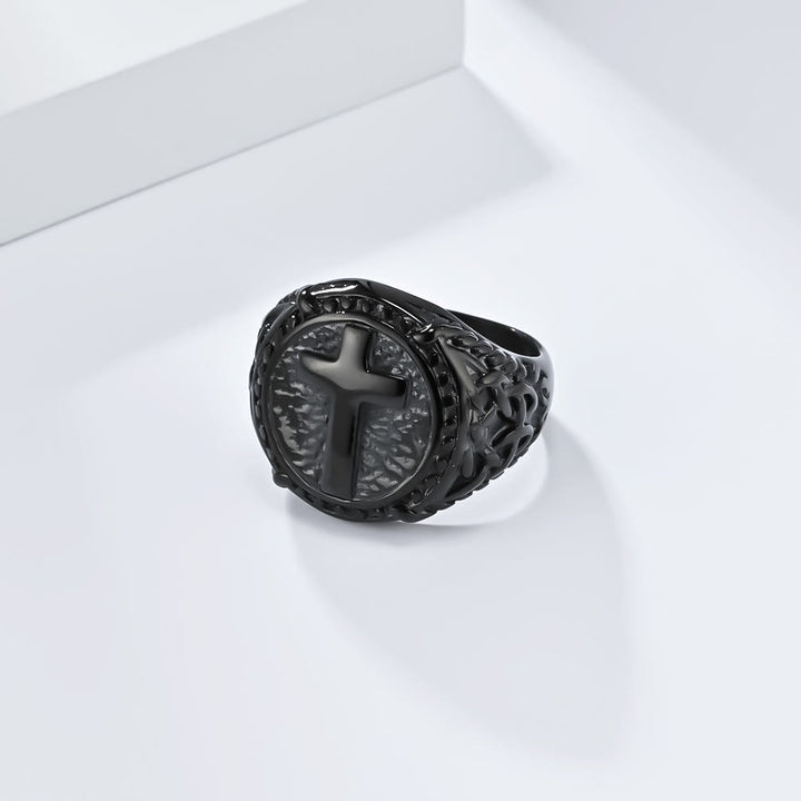 Christianartworkshop Minimalist Style Cross Divine Faith Heavy Duty Ring - image 7