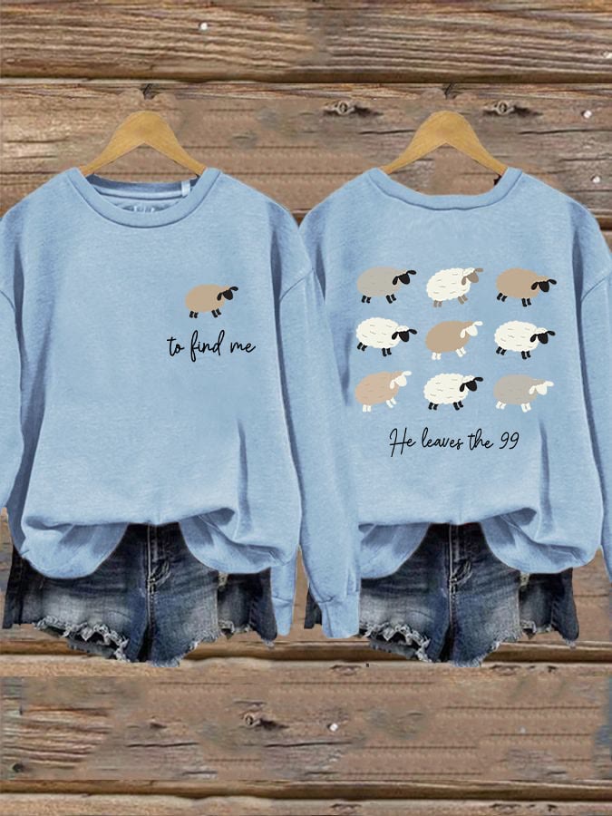 Christianartworkshop Women's Lost Sheep Printed Sweatshirt