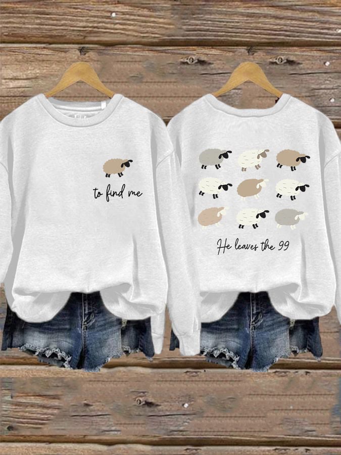 Christianartworkshop Women's Lost Sheep Printed Sweatshirt