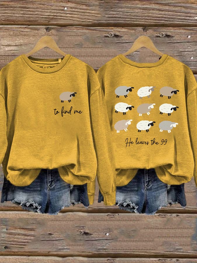 Christianartworkshop Women's Lost Sheep Printed Sweatshirt