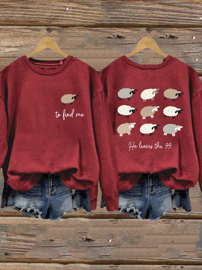 Christianartworkshop Women's Lost Sheep Printed Sweatshirt