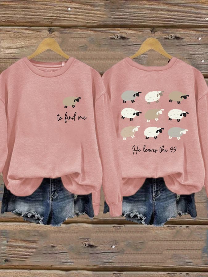 Christianartworkshop Women's Lost Sheep Printed Sweatshirt