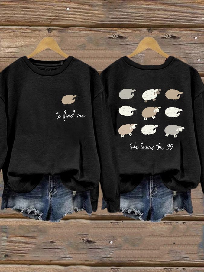 Christianartworkshop Women's Lost Sheep Printed Sweatshirt