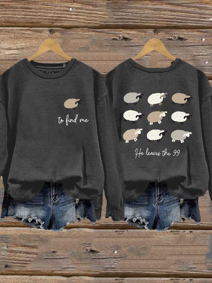 Christianartworkshop Women's Lost Sheep Printed Sweatshirt