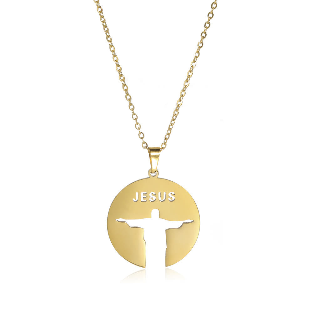 Christianartworkshop Round Jesus Pendant Necklace