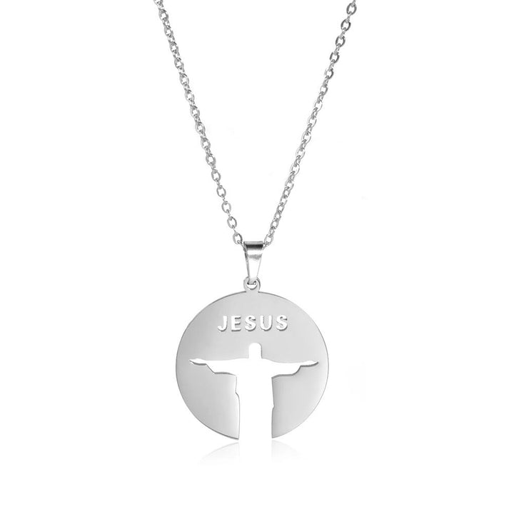 Christianartworkshop Round Jesus Pendant Necklace - Silver - image 4