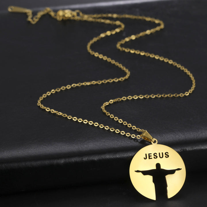 Christianartworkshop Round Jesus Pendant Necklace