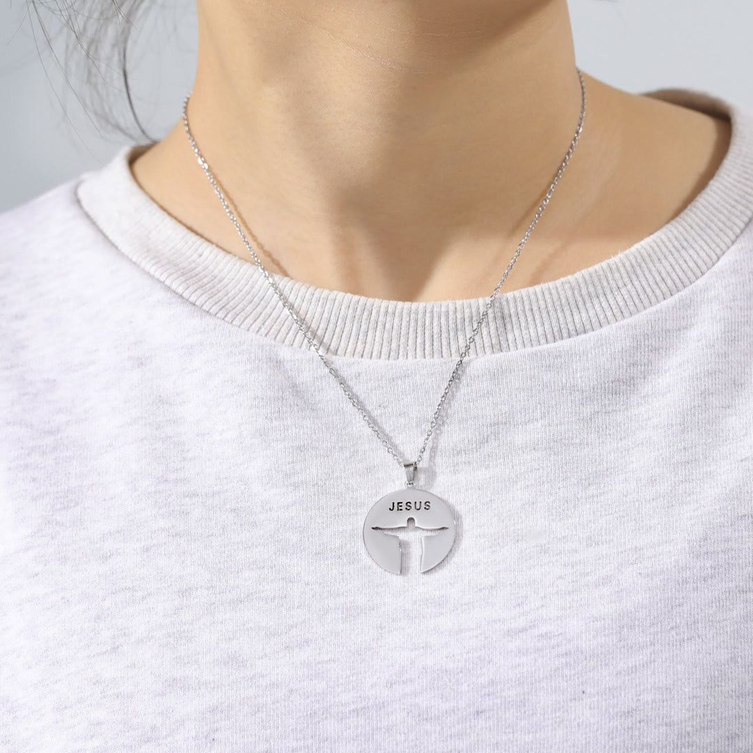 Christianartworkshop Round Jesus Pendant Necklace