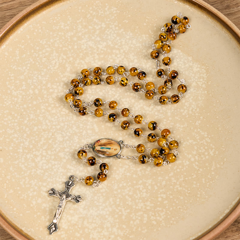Christianartworkshop Our Lady of Fatima &amp; Crucifix of 8 mm Round Patte ...