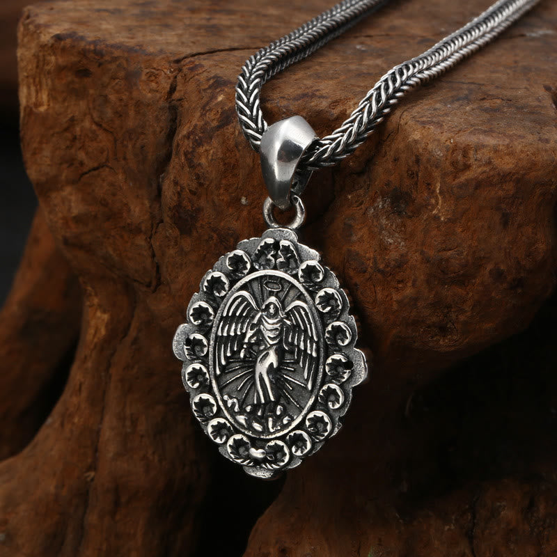 Christianartworkshop Sterling Silver Classic Style Our Lady of Guadalupe & St. Michael Pendant Necklace