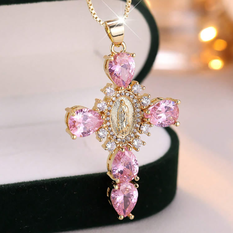 Christianartworkshop Diamond Virgin Mary Cross Necklace