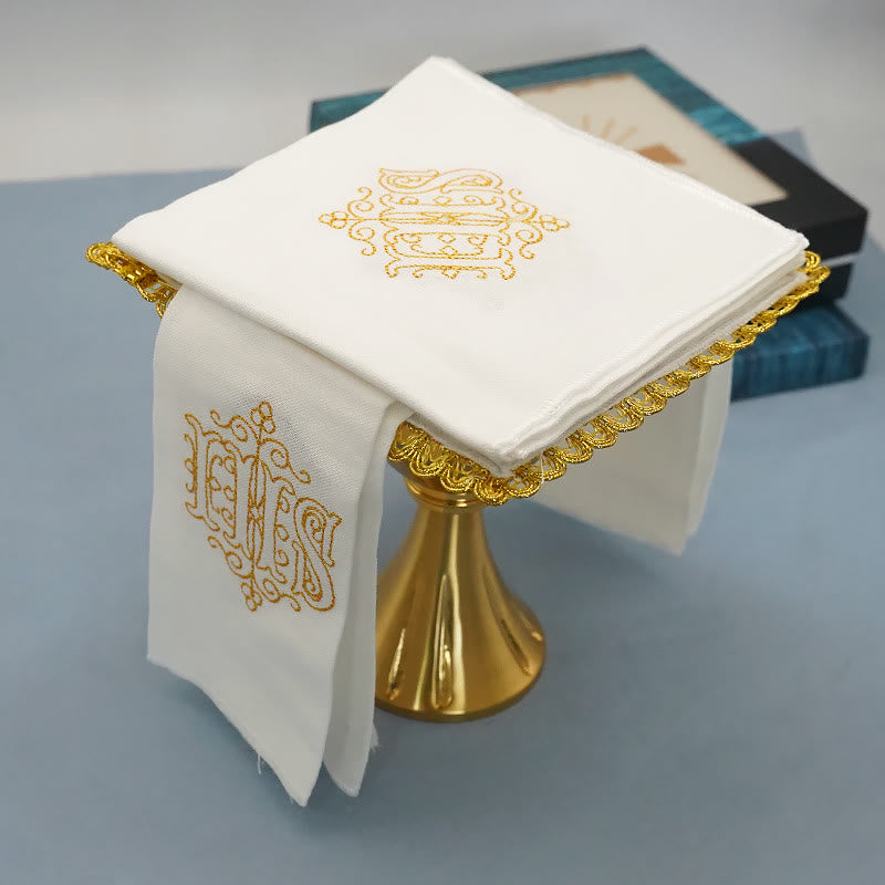 Christianartworkshop Classic Style Golden Grace Chalice Veil & Purificator Set Religious Altar Linen Set