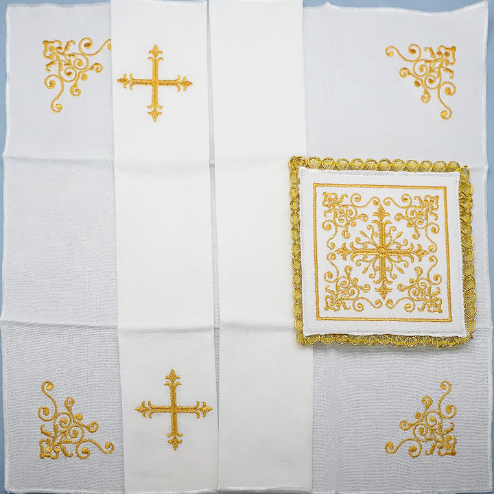 Christianartworkshop Classic Style Golden Grace Chalice Veil & Purificator Set Religious Altar Linen Set