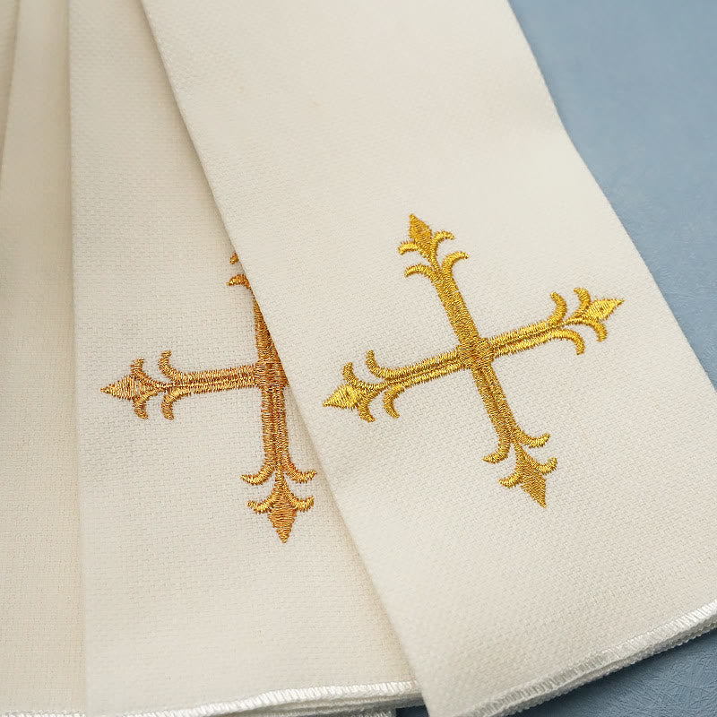 Christianartworkshop Divine Cross and Scroll Chalice Veil & Purificator Set Religious Altar Linen Set