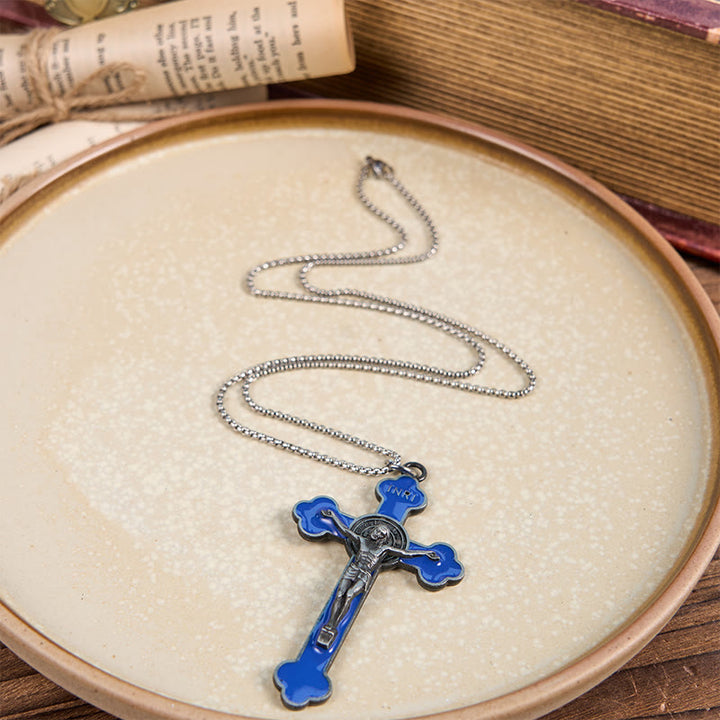 FREE Today: Multicolor Retro Style Classical Crucifix Faith Protection Pendant Necklace