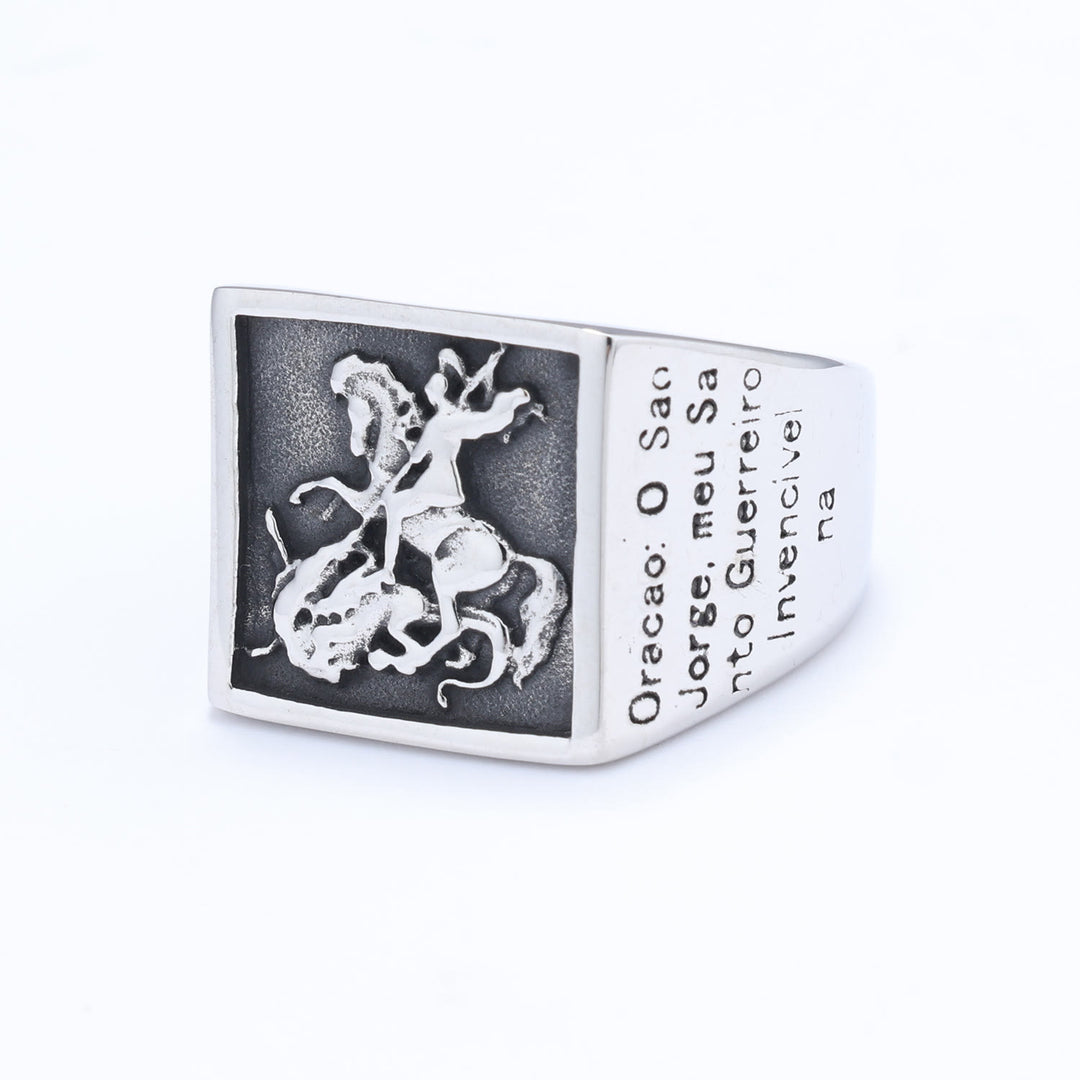 FREE Today: Retro Classic Style St. George Warrior Slave the Dragon Divine Protection Ring