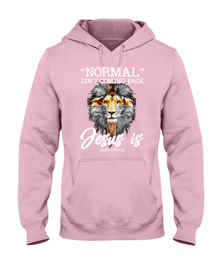 Christianartworkshop Lion Normal Isn't Coming Back Jesus Is Revelation 14 Hooded Sweatshirt