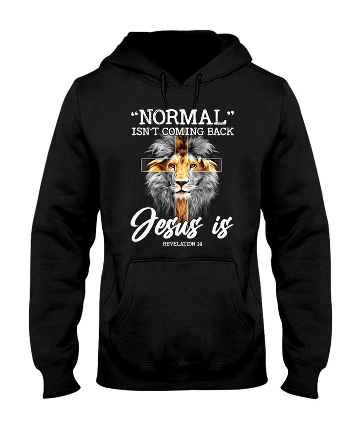 Christianartworkshop Lion Normal Isn't Coming Back Jesus Is Revelation 14 Hooded Sweatshirt