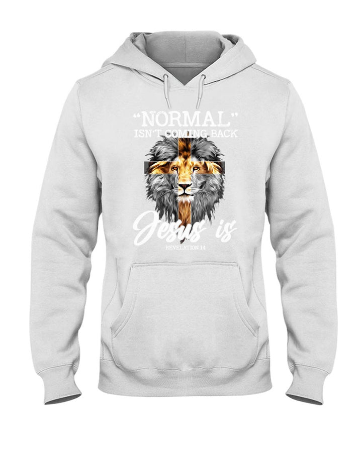 Christianartworkshop Lion Normal Isn't Coming Back Jesus Is Revelation 14 Hooded Sweatshirt