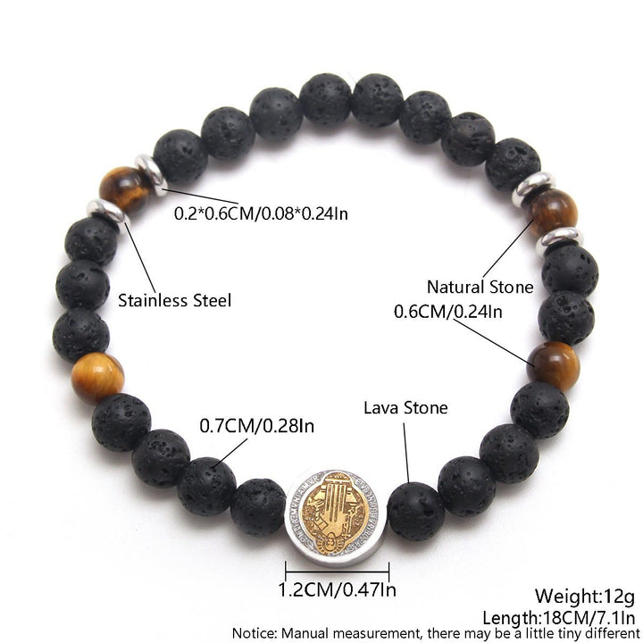 Christianartworkshop Volcanic Stone Yellow Tiger Eye St. Benedict Bracelet