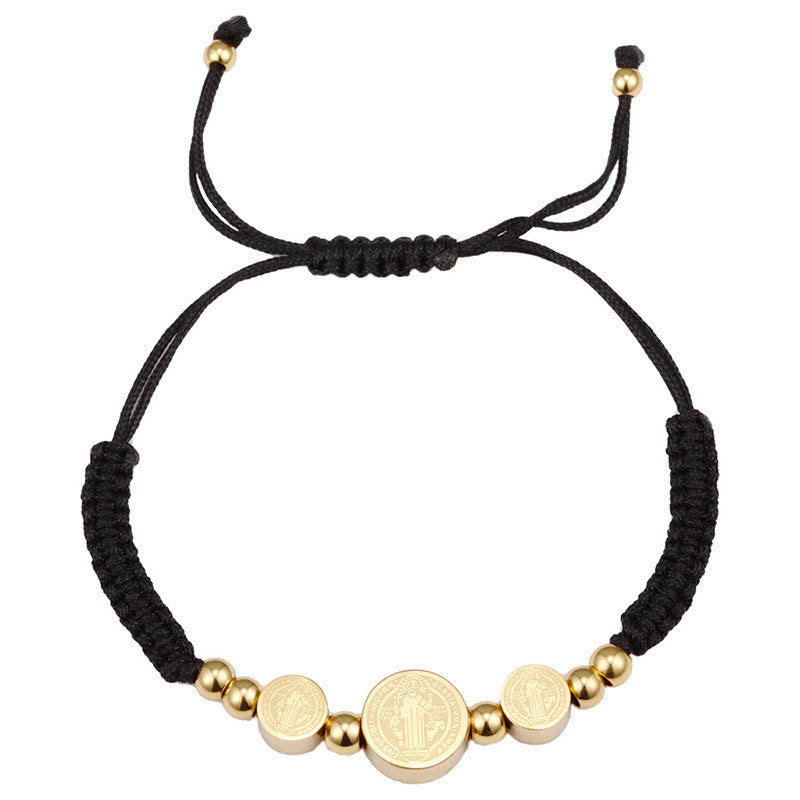 Christianartworkshop Stainless Steel Braided St. Benedict Black