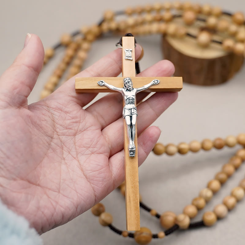 Christianartworkshop 12mm Olive Wood Beads Fifteen Decade Praying Rosary of the Blessed