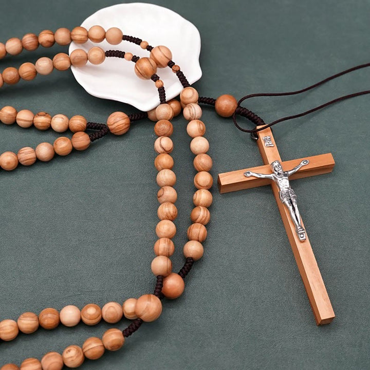 Christianartworkshop 12mm Olive Wood Beads Fifteen Decade Praying Rosary of the Blessed