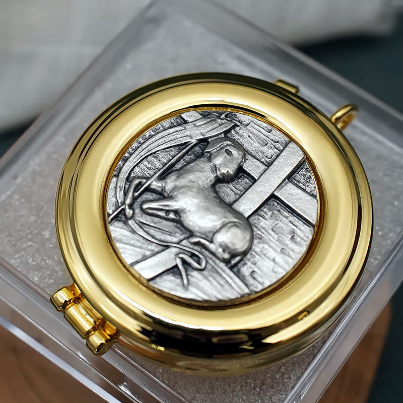 Christianartworkshop Gold-Plated Pyx with Lamb Statue–Sacred Vessel for the Holy Eucharist