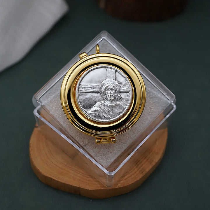 Christianartworkshop Gold-Plated Pyx with "See This Man" Pattern–Sacred Vessel for the Holy Eucharist