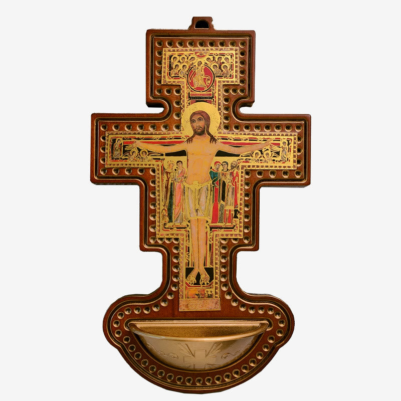 Christianartworkshop Damian Holy Water Font Station of the Cross Olive Wood Cross