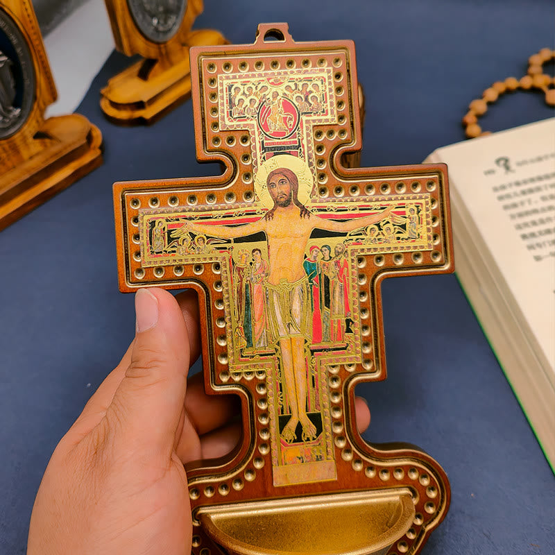 Christianartworkshop Damian Holy Water Font Station of the Cross Olive Wood Cross