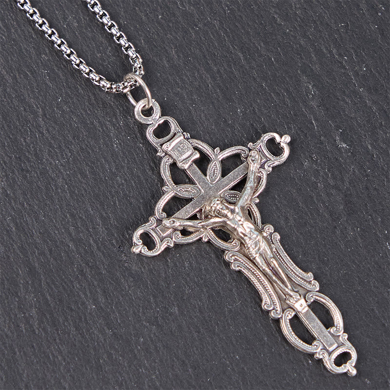 FREE Today: Retro Style Exclusive Craft Jesus Crucifix Blessing Pendant Necklace